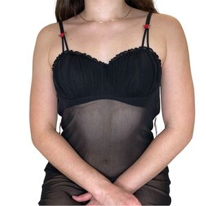 Vintage Black Lingerie Mesh Slip Dress